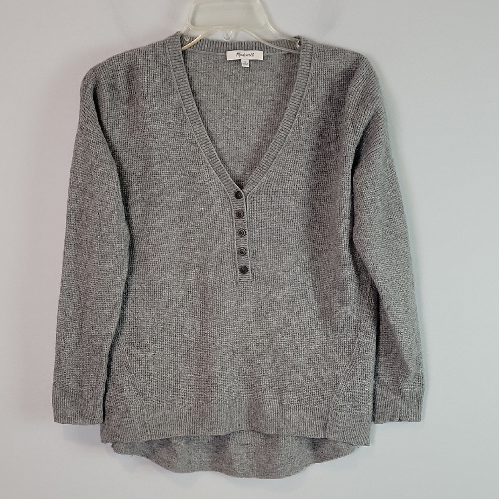 Madewell gray Asherton Waffle Henley Sweater xs
